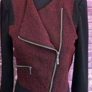 W118 Walter Baker Blake Cropped Moto Jacket Red XS